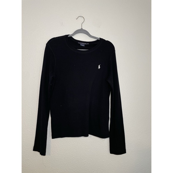 Polo Ralph Lauren Sweater Mens XL Black Crewneck Pony Pullover Cotton - Picture 1 of 6
